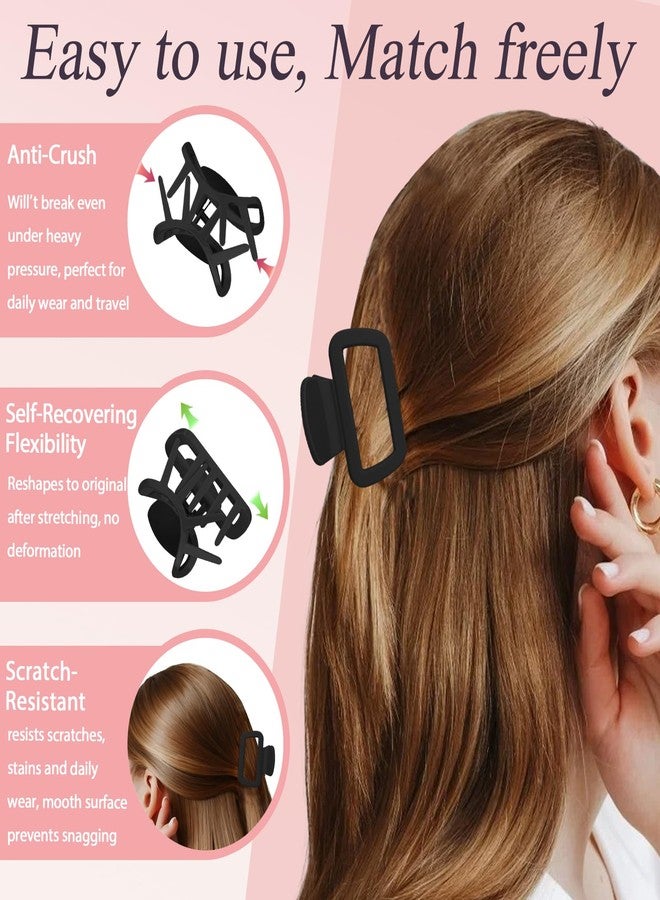 JIRIS Soft Silicone Flexible 2PCS 2.16in Hair Claw Rectangle Bendable Strong Hold Cozy Hair Claw Clips for Thin Thick Hair(Black+Black) - Image 5
